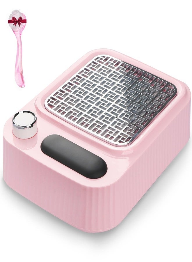 BLUETOP Pink Nail Dust Collector with Reusable Filter for Acrylic Gel Nails, 80W Power Nail Vacuum Cleaner Dust Catcher Adjustable Dust Sucker for Nails Manicure Pedicure at Home Nail Salons - Image 1
